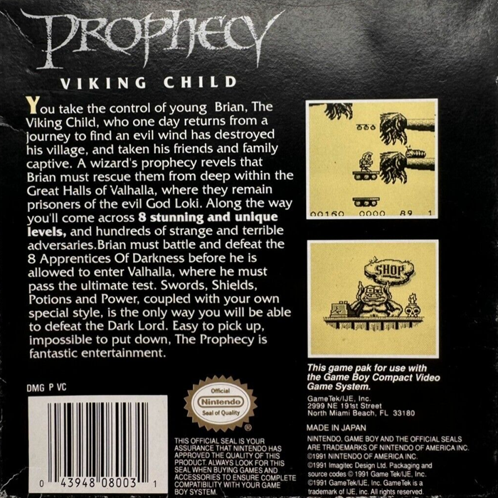 Prophecy : The Viking Child — box-2D-back (US)