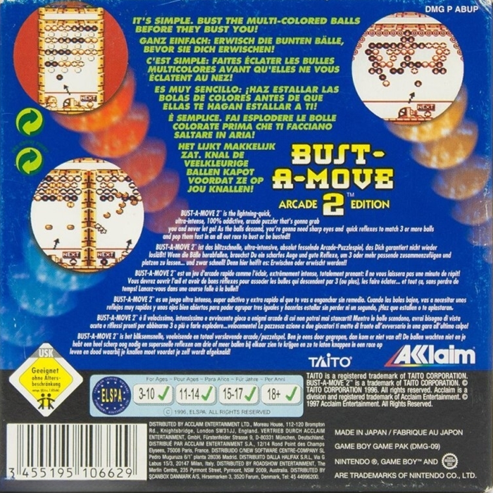 Bust-A-Move 2 : Arcade Edition — box-2D-back (EU)