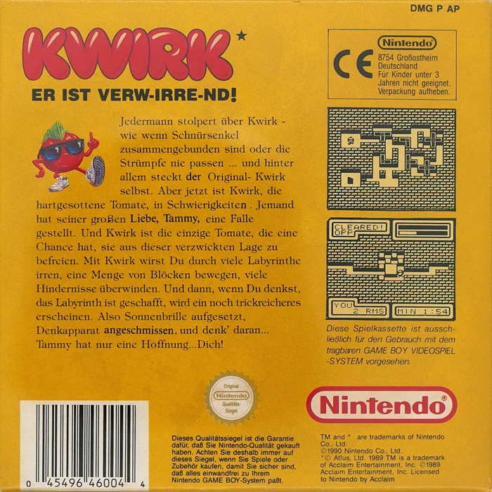 Kwirk : He's A-maze-ing! — box-2D-back (DE)