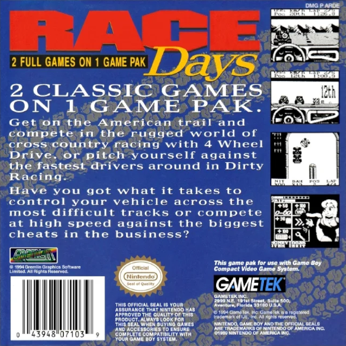 Race Days — box-2D-back (US)