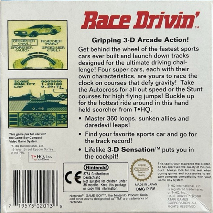 Race Drivin' — box-2D-back (EU)