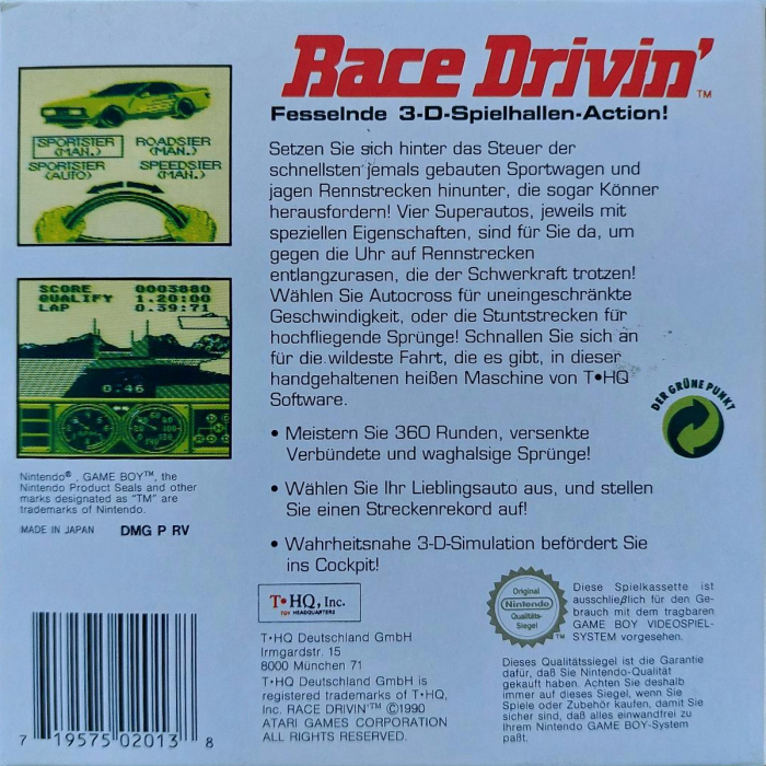 Race Drivin' — box-2D-back (DE)