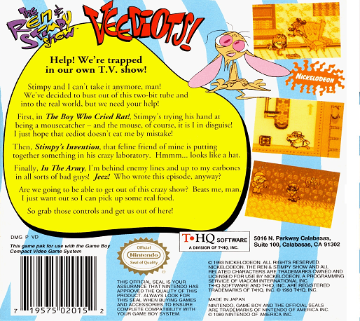 The Ren & Stimpy Show : Veediots! — box-2D-back (US)