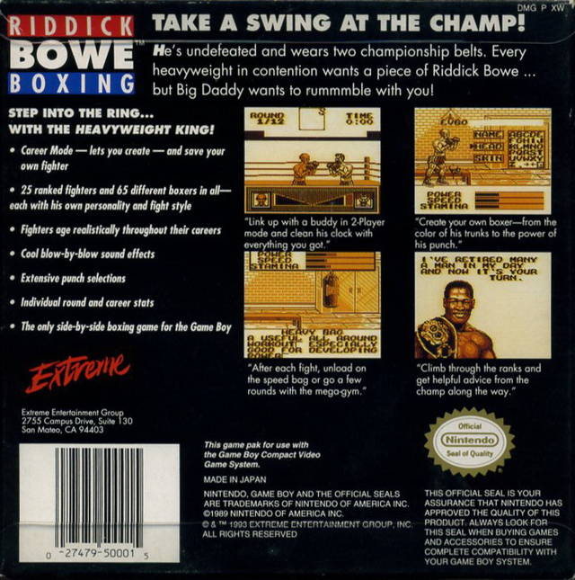 Riddick Bowe Boxing — box-2D-back (US)