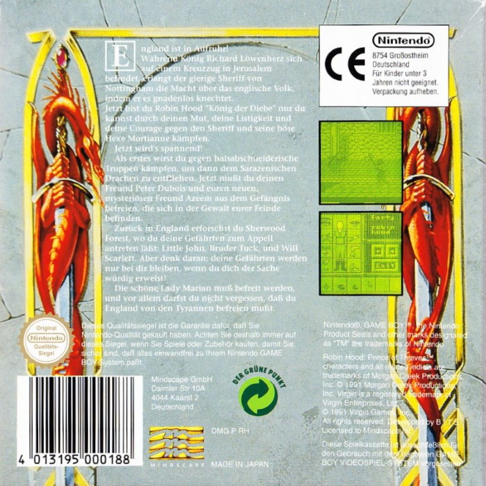 Robin Hood - Prince Of Thieves — box-2D-back (DE)