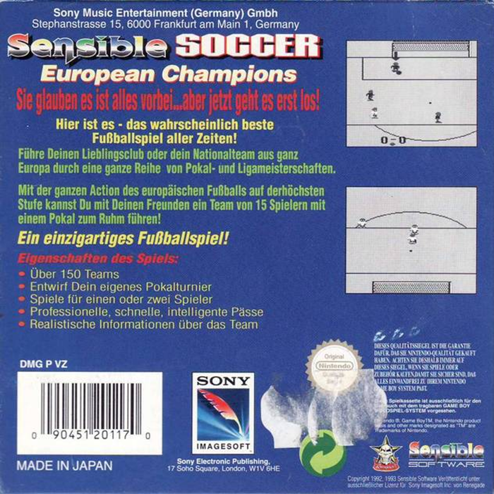 Sensible Soccer - European Champions — box-2D-back (DE)