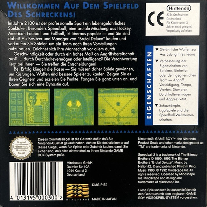 Speedball 2 - Brutal Deluxe — box-2D-back (DE)