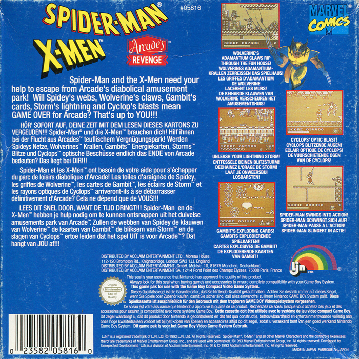 Spider-Man : X-Men — box-2D-back (EU)