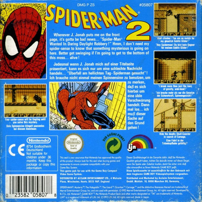 Spider-Man 2 — box-2D-back (EU)