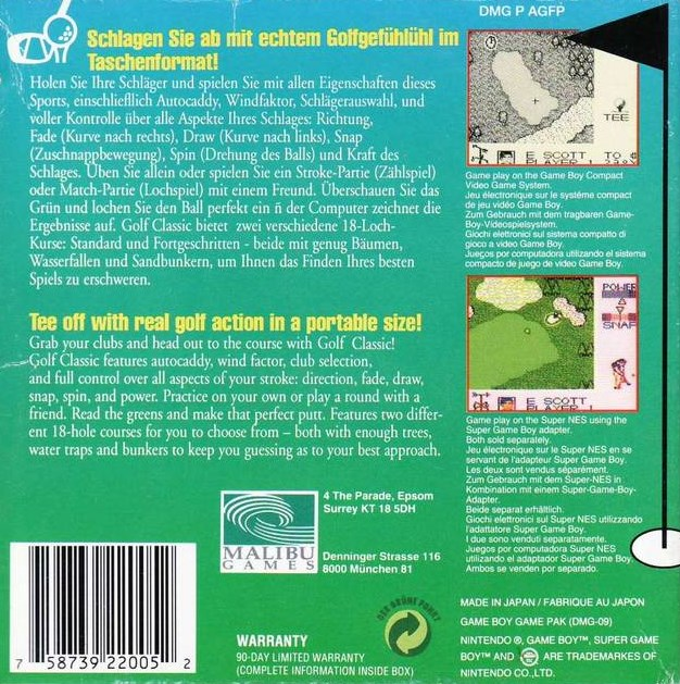 Sports Illustrated - Golf Classic — box-2D-back (US)