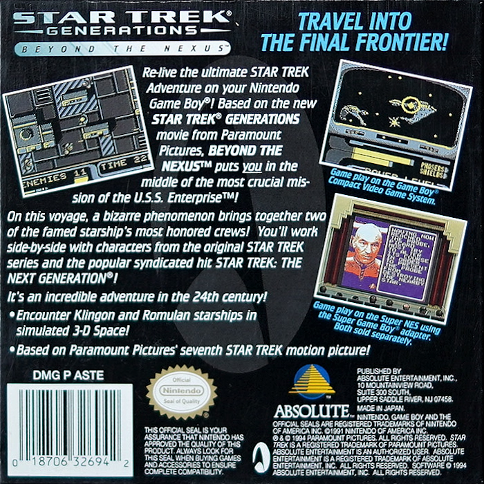 Star Trek Generations - Beyond The Nexus — box-2D-back (US)