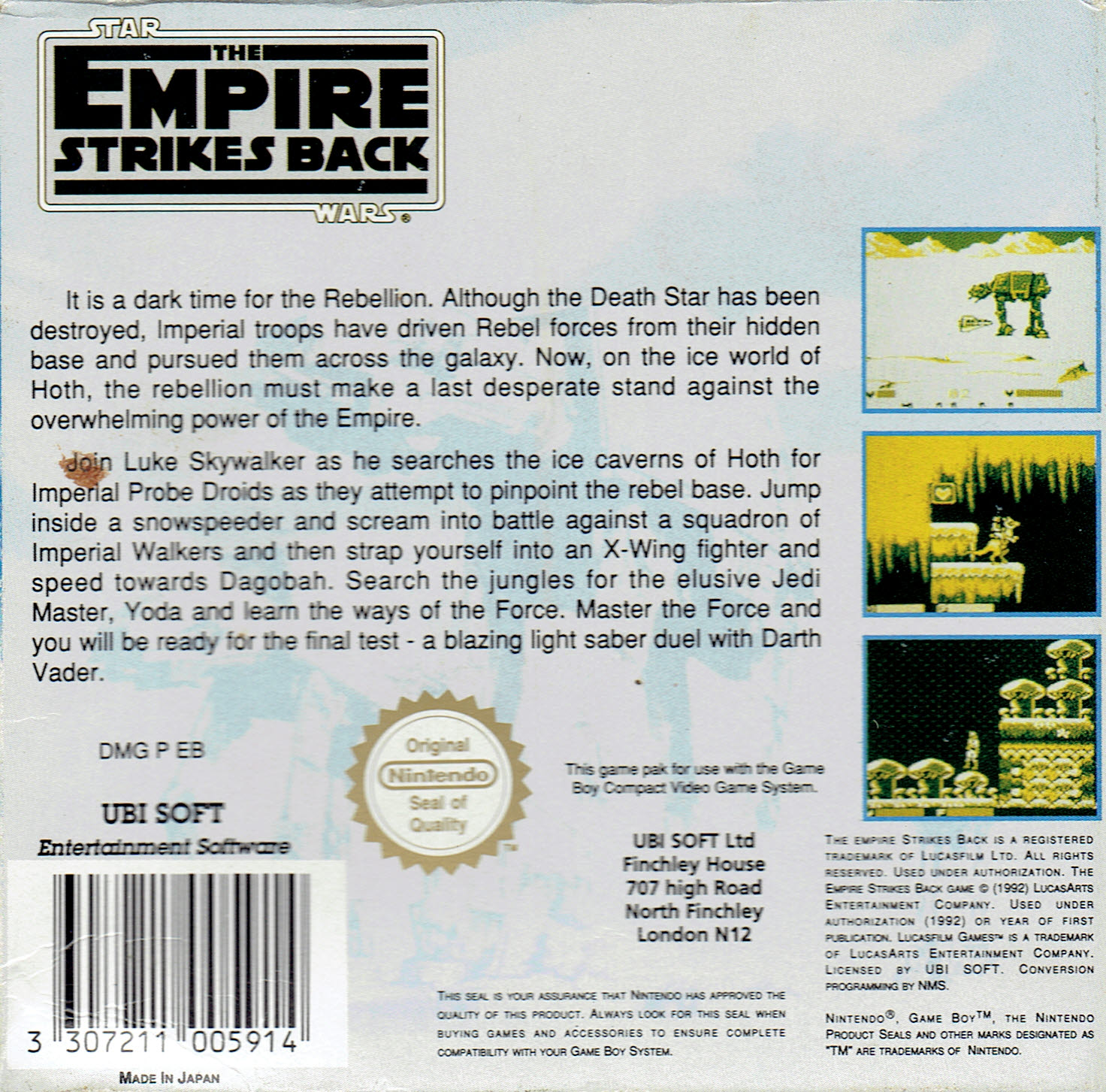 Star Wars : The Empire Strikes Back — box-2D-back (EU)