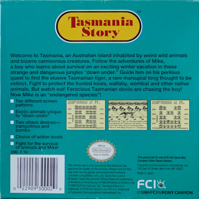 Tasmania Story — box-2D-back (US)