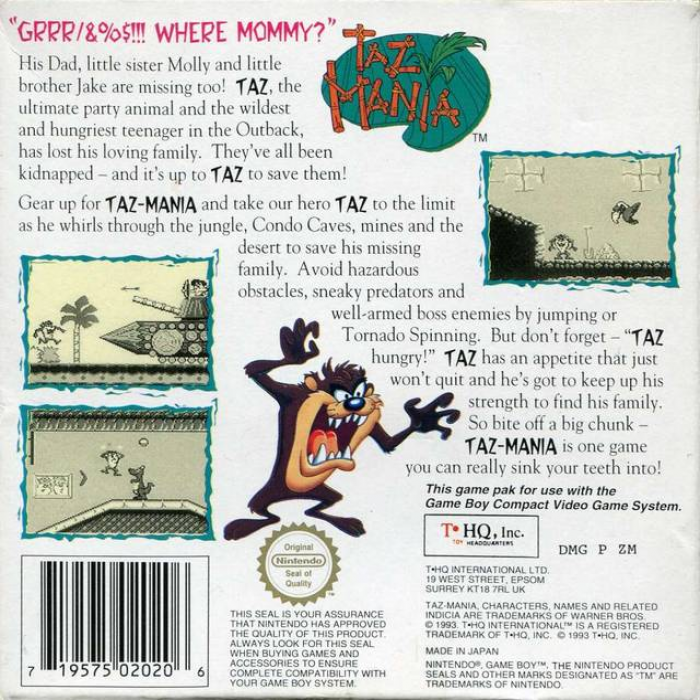 Taz-Mania — box-2D-back (EU)