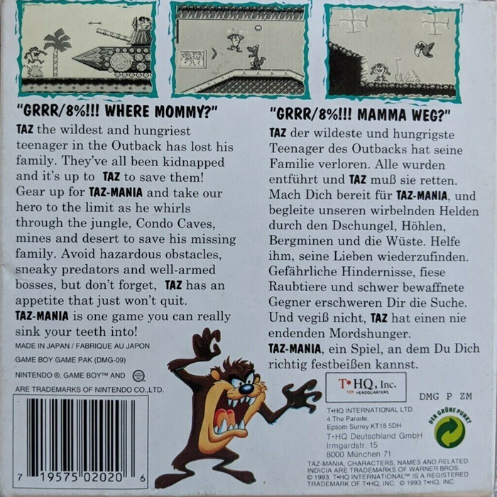 Taz-Mania — box-2D-back (DE)