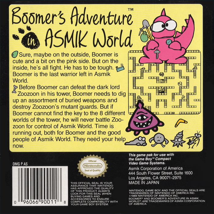 Boomer's Adventure In Asmik World — box-2D-back (US)