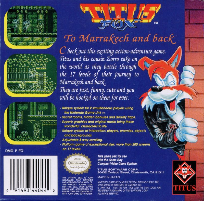 Titus The Fox - To Marrakech And Back — box-2D-back (US)