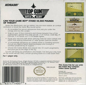 Top Gun : Guts & Glory — box-2D-back (US)