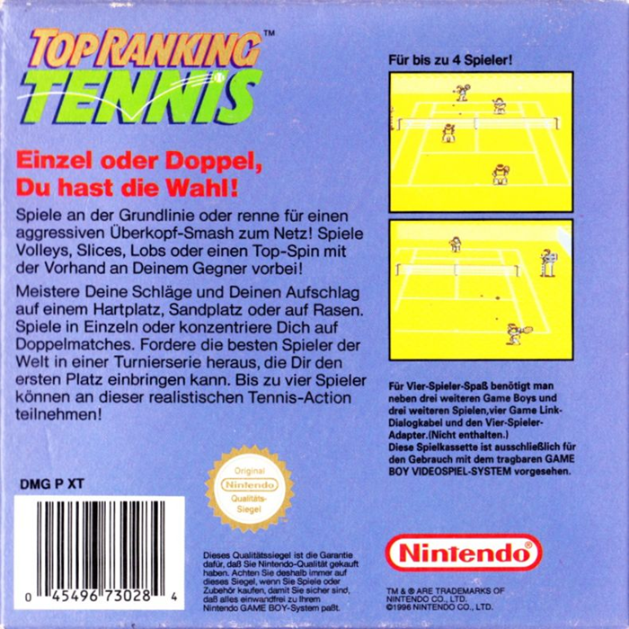 Top Rank Tennis — box-2D-back (DE)