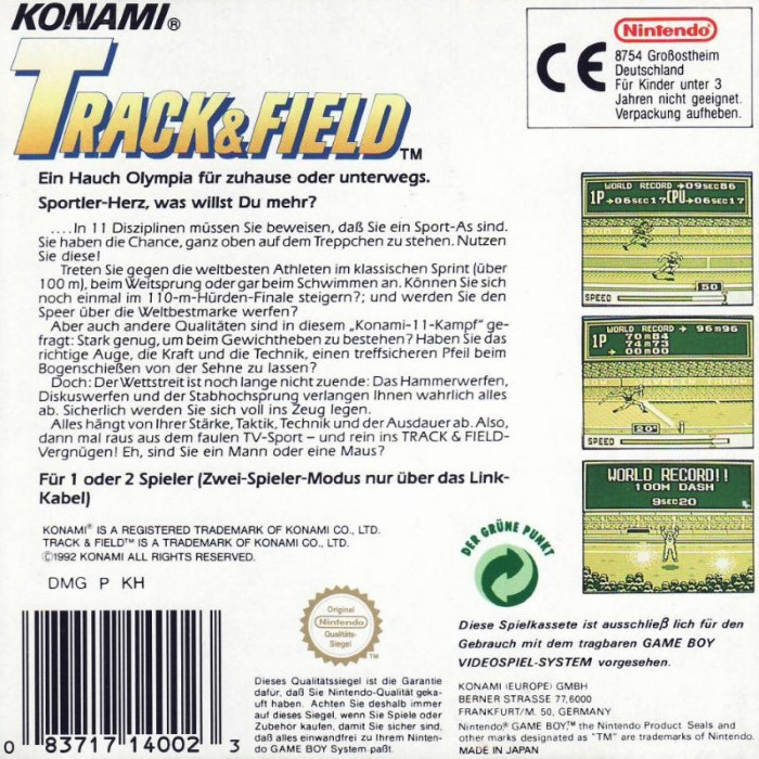 Track & Field — box-2D-back (DE)