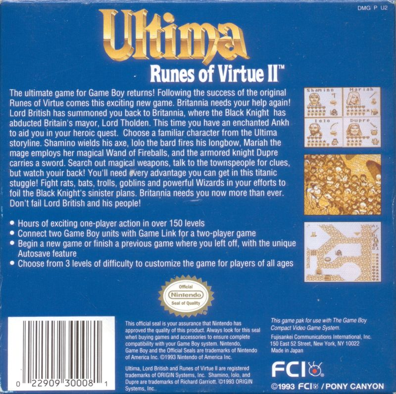 Ultima - Runes Of Virtue 2 — box-2D-back (US)