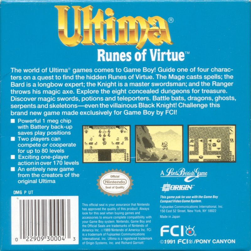 Ultima - Runes Of Virtue — box-2D-back (US)