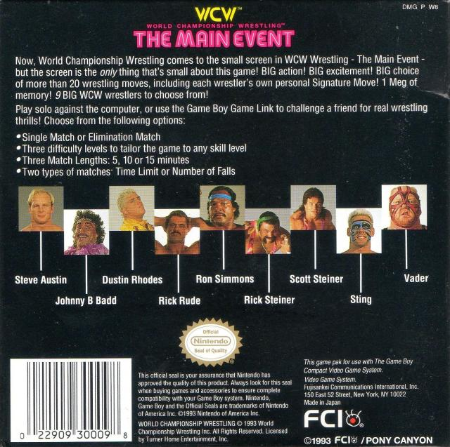 WCW Main Event — box-2D-back (US)