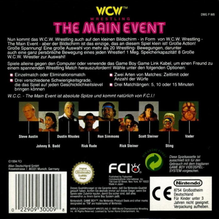 WCW Main Event — box-2D-back (DE)