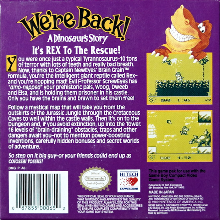 We're Back! : A Dinosaur's Story — box-2D-back (US)