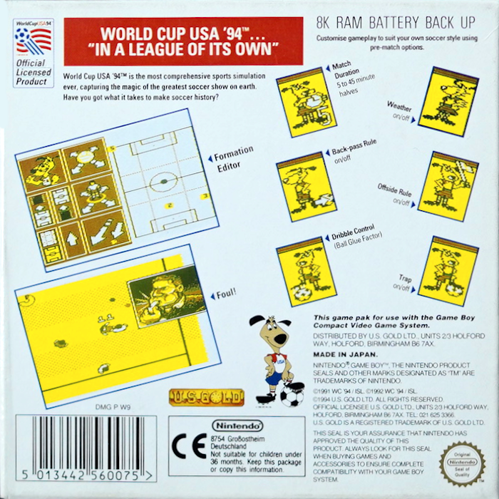 World Cup Usa '94 — box-2D-back (EU)