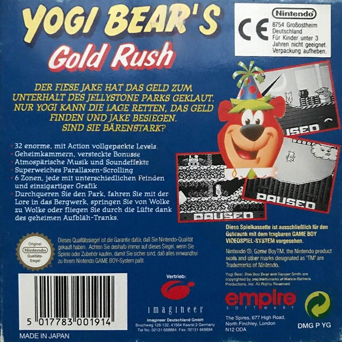 Yogi Bear In Yogi Bear's Goldrush — box-2D-back (DE)