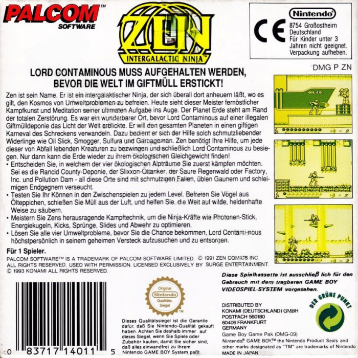 Zen : Intergalactic Ninja — box-2D-back (DE)