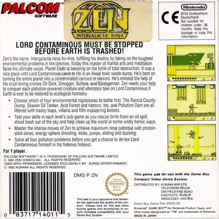Zen : Intergalactic Ninja — box-2D-back (EU)