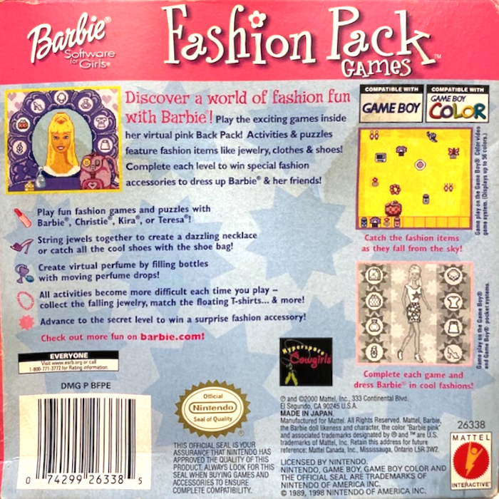 Barbie : Fashion Pack Games — box-2D-back (US)