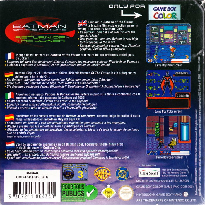 Batman of the Future : Return of the Joker — box-2D-back (EU)