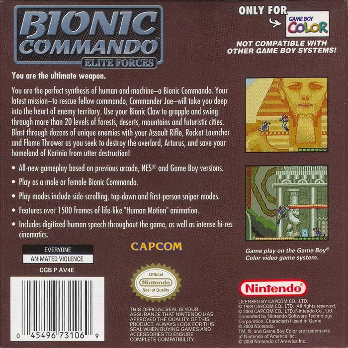 Bionic Commando : Elite Forces — box-2D-back (US)