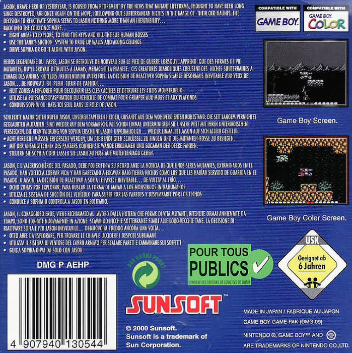 Blaster Master : Enemy Below — box-2D-back (EU)