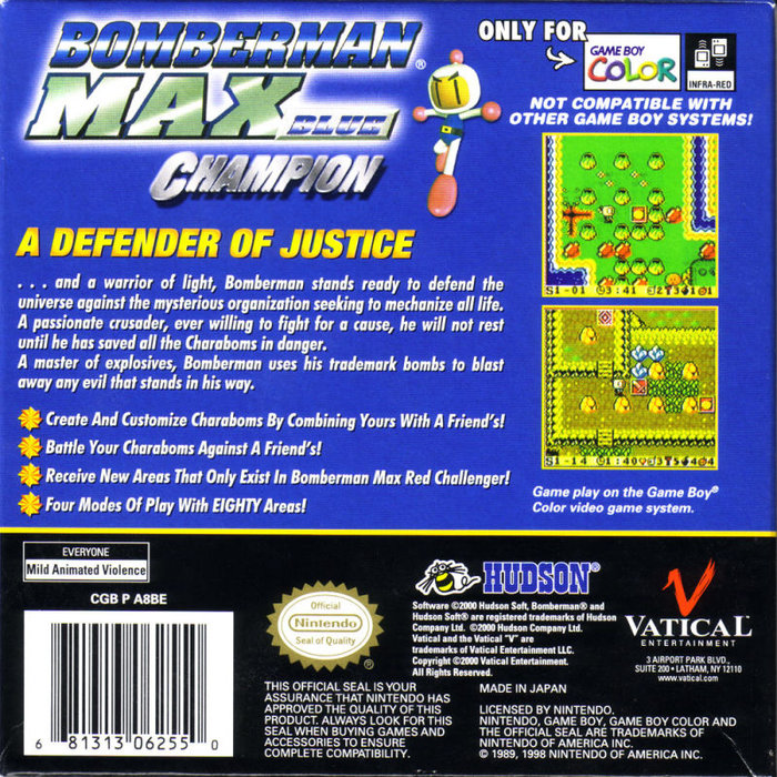 Bomberman Max - Blue Champion — box-2D-back (US)