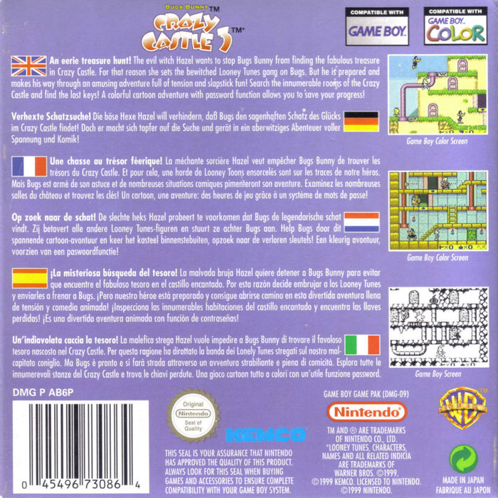 Bugs Bunny : Crazy Castle 3 — box-2D-back (EU)