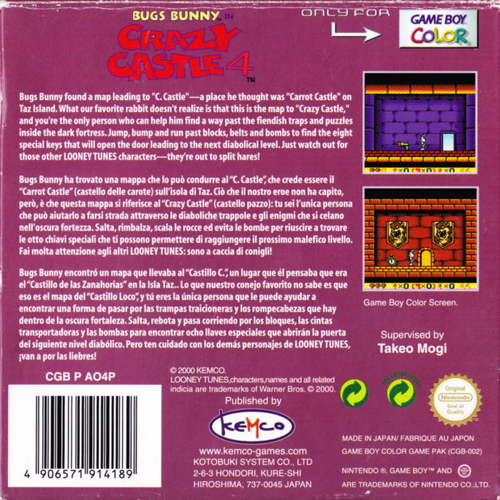 Bugs Bunny in Crazy Castle 4 — box-2D-back (EU)