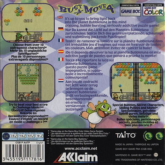 Puzzle Bobble 4 — box-2D-back (EU)