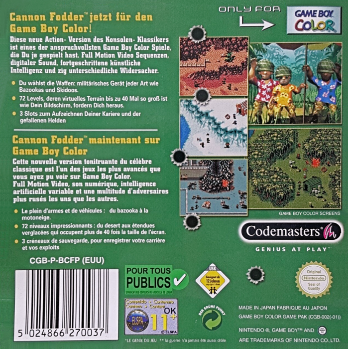 Cannon Fodder — box-2D-back (DE)