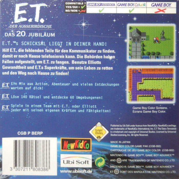 E.T. - The Extra-Terrestrial - Escape from Planet Earth — box-2D-back (DE)