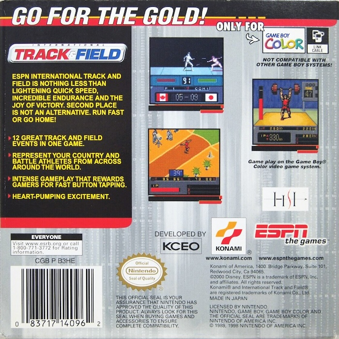 Ganbare! Nippon! Olympic 2000 — box-2D-back (US)