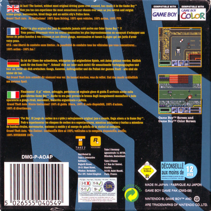 Grand Theft Auto — box-2D-back (EU)