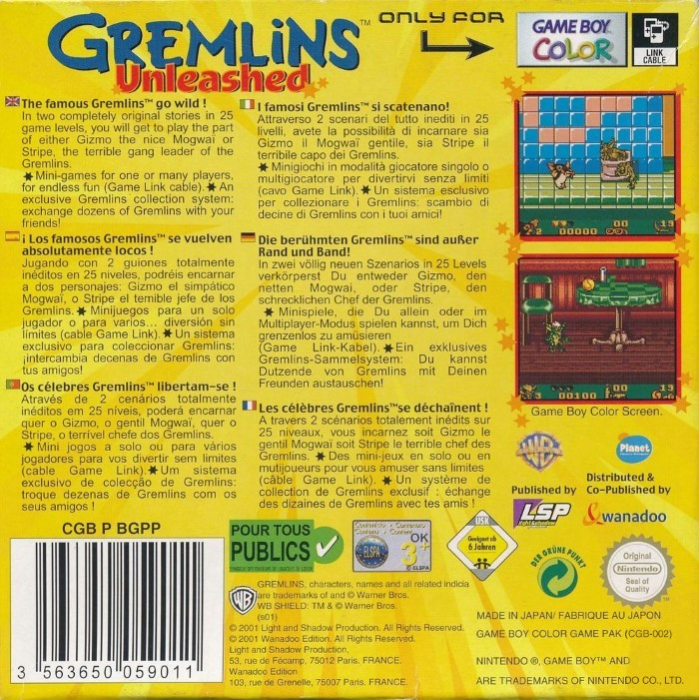 Gremlins Unleashed — box-2D-back (EU)