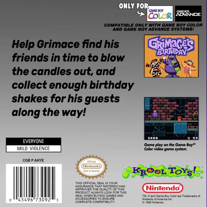 Grimace's Birthday — box-2D-back (US)
