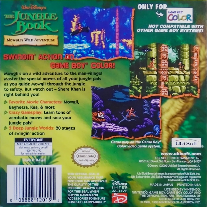 Jungle Book, The - Mowgli's Wild Adventure — box-2D-back (US)