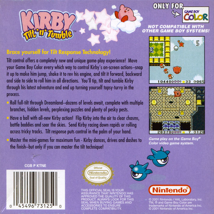 Kirby Tilt 'n' Tumble — box-2D-back (US)