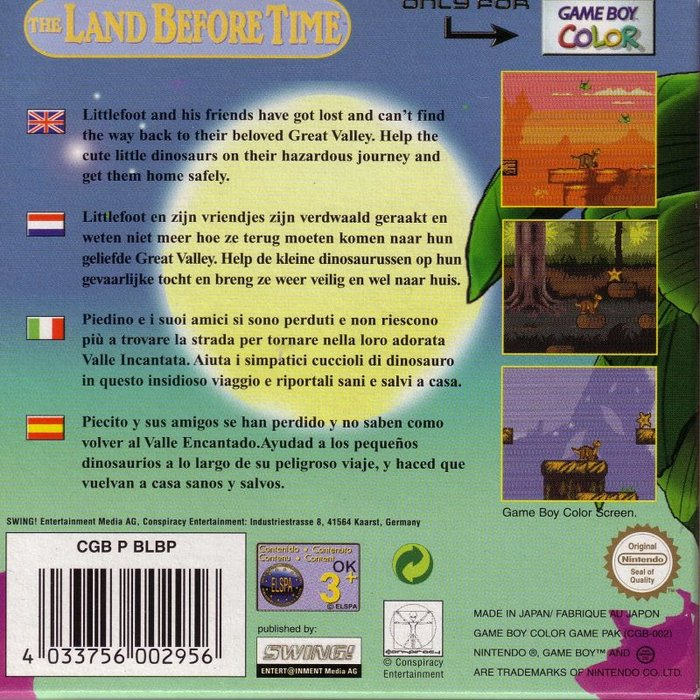 The Land Before Time — box-2D-back (EU)